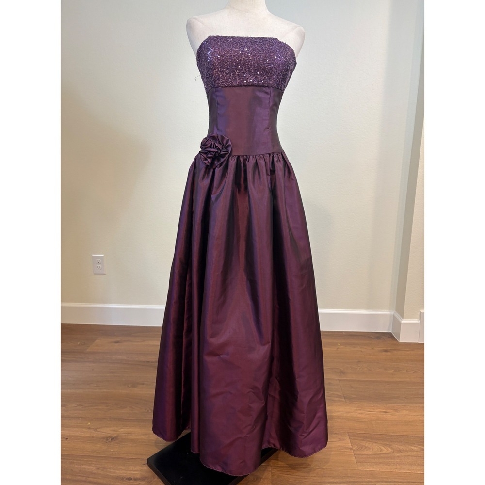 Vtg Jessica McClintock Gown 4 Purple Sequin Basque Waist Dress Prom whimsigoth